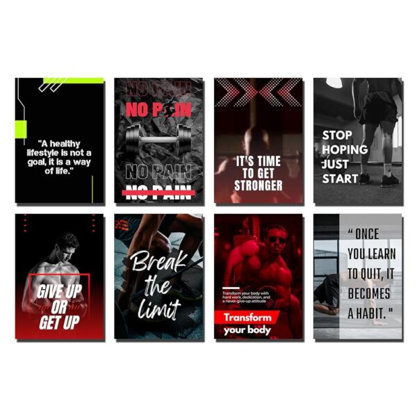 MyTees Pack of 8 A4 Size Motivational Inspirational Gym Wall Collage Kit Posters - 8.3 x 11.7 Inches Posters for Room Wall Decoration of Bedroom, Office,