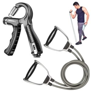 ODDISH Way to Fitness Hand Grip Strengthener with Counter (R-Shape) & Toning Tube Resistance Band | Core Strength, Waist Toning, Full-Body Fitness Equipment | Forearm, Wrist, &...