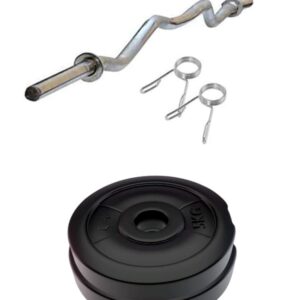 P R PVC Weight Plates 5kgx2 Total 10 KG with 3 Feet Curl Rod