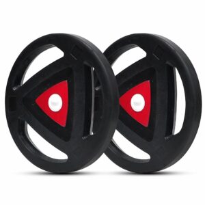 Protoner Rubber-Coated Metal Integrated 30 mm & 50 mm Olympic Barbell Rubber weight plates, Diameter | Rubber Weight | Spare Gym Weightlifting Platesl, Black and Red (50 mm, 5...