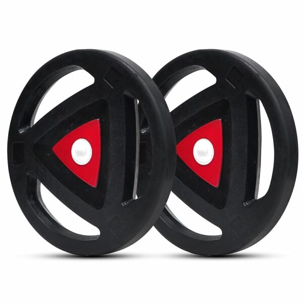 Protoner Rubber-Coated Metal Integrated 30 mm & 50 mm Olympic Barbell Rubber weight plates, Diameter | Rubber Weight | Spare Gym Weightlifting Platesl, Black and Red (50 mm, 5...
