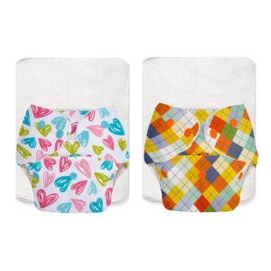 SuperBottoms BASIC EASY - Pack of 2 Freesize Washable & reusable waterproof adjustable cloth diaper for babies with quick drying soaker (insert) - Print may vary