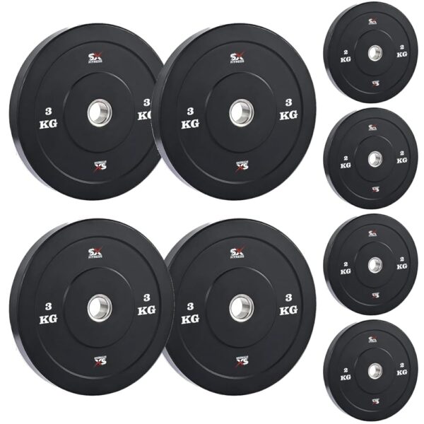 SX Fitness 14 Kg Spare Rubber Weight Plates Combo (1kg X 4 Plates, 2.5kg X 4 Plates) Rubber Weight Plates for Home Gym Exercise & Fitness