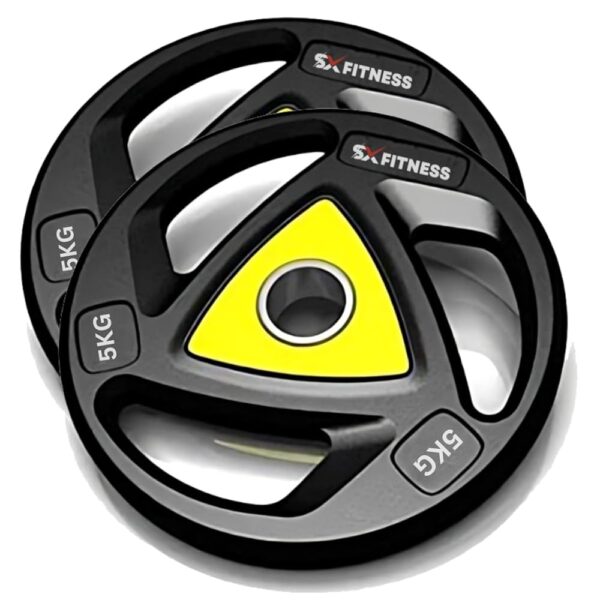 SX Fitness Olympic Rubber Coated Weight Plates 10KG (5KG X 2) (Dia 50mm) Durable, Strong and Anti-Slip for Secure, Comfortable Lifting and Enhanced Workout Performance