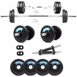 Watson Home Gym Equipments Kit Weight Plates, 3Ft, 5Ft Gym Rods and 20Kg Rubber Weight Plates, 25mm, 14" Cast Iron Dumbbells Rods with Rubber Plates | Home Gym Set | Home Gym Combo