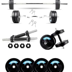 WATSON Home Gym Set, Home Gym Combo with 16Kg Rubber Plates Workout Equipments Weight, 3ft Curl Rod 25mm, 5 Feet Straight Rod 25mm, 14in Dumbbell Rods, Complete Gym Set