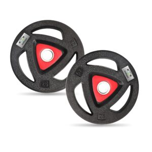 WATSON Olympic Gym Weight plates, 5Kg(2.5Kgx2), Olympic Plates, Rubber Coated Metal Integrated Olympic Tri-Grip Weight Plate 30 MM Center Hole Dia For Home Gym Equipment
