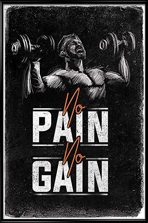 Wildmark Gym Motivational Poster No Pain No Gain For Gym Wall And Home Wall Decoration (Black, 12x18 Inches, Paper)