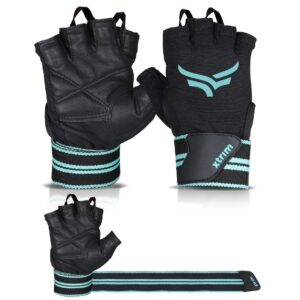 XTRIM X-Macho Leather Gym Gloves for Men & Women with Wrist Support Accessories for Weightlifting, Hand Exercise Gloves with Half-Finger Length for Gym Workout (L (Fits 8-8.5...